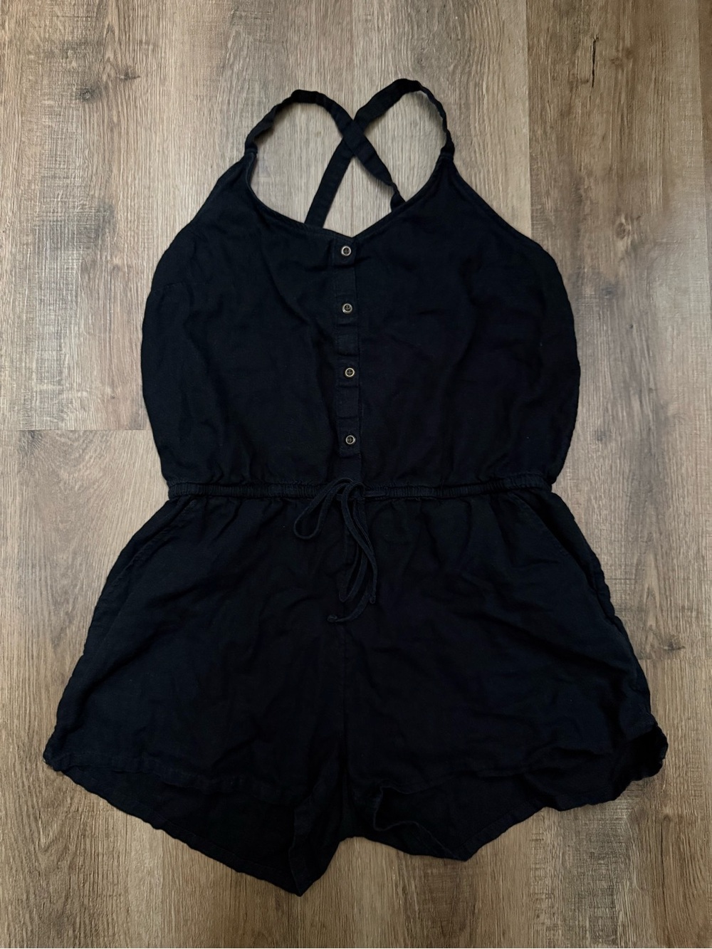 Old Navy Black Sleeveless Romper with Crisscross Back